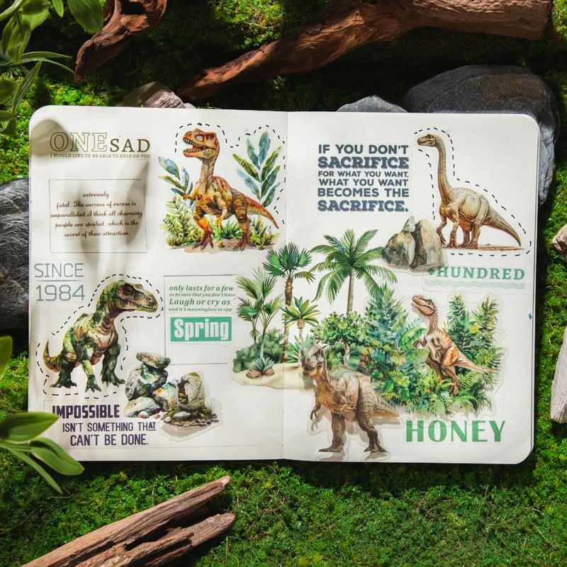 4 styles 15 pcs Dinosaur World Series PET sticker Decorative paper Diy Diary Album Scrapbooking Material Junk Journal Supplies decorative stickers paper stickers animal stickers handbook stickers diy scrapbooking accessories