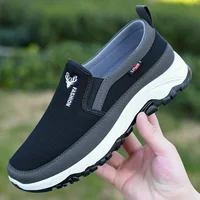 Spring Autumn Soft Bottom Casual Work Shoes Men's Slip-On Dad Shoes Comfortable Walking Shoes Breathable Cloth Upper