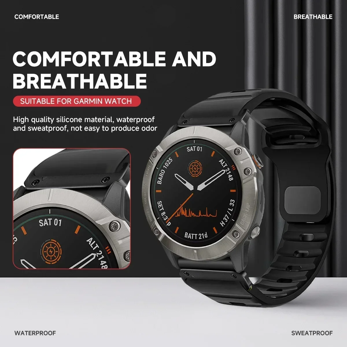 QuickFit Silicone No-Gap Watchband - Versatile 22mm & 26mm Strap