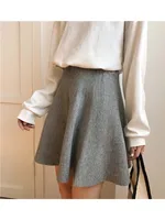 Knitted Mini Skirts Women High Waist Pleated Skirt Autumn Winter Streetwear Solid All Match A Line Skirts - Image 4