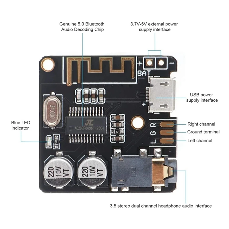 MP3 Bluetooth Decoder +AUX Audio Cable Kit MP3 Bluetooth Decoder Lossless Car Speaker Audio Amplifier Board Module