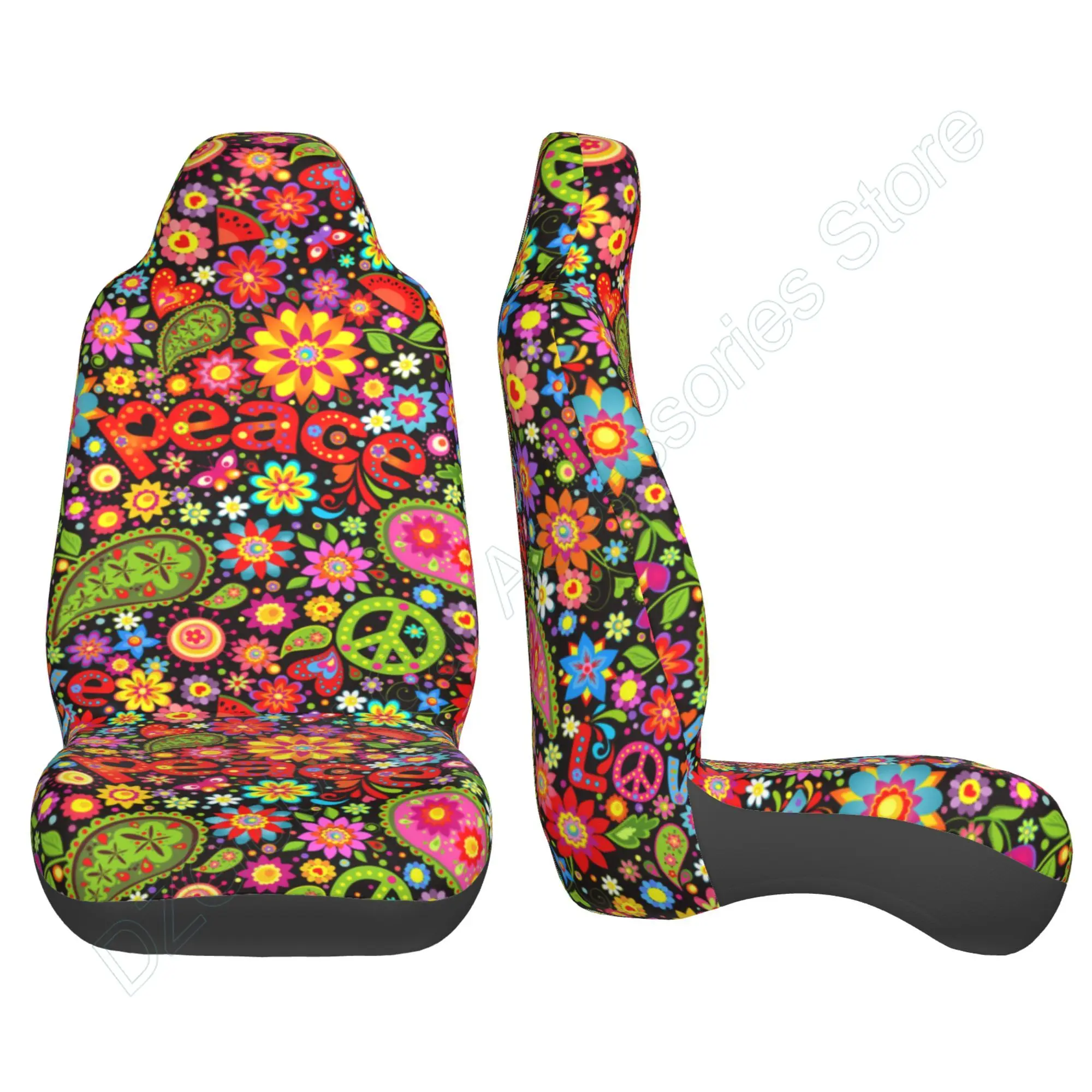 Hippie Colorful Floral Car Seat Covers Set 2 Pcs Auto Interior Car  Accessories Protetors Car Mat Covers Vehicle - Automobiles Seat Covers -  AliExpress