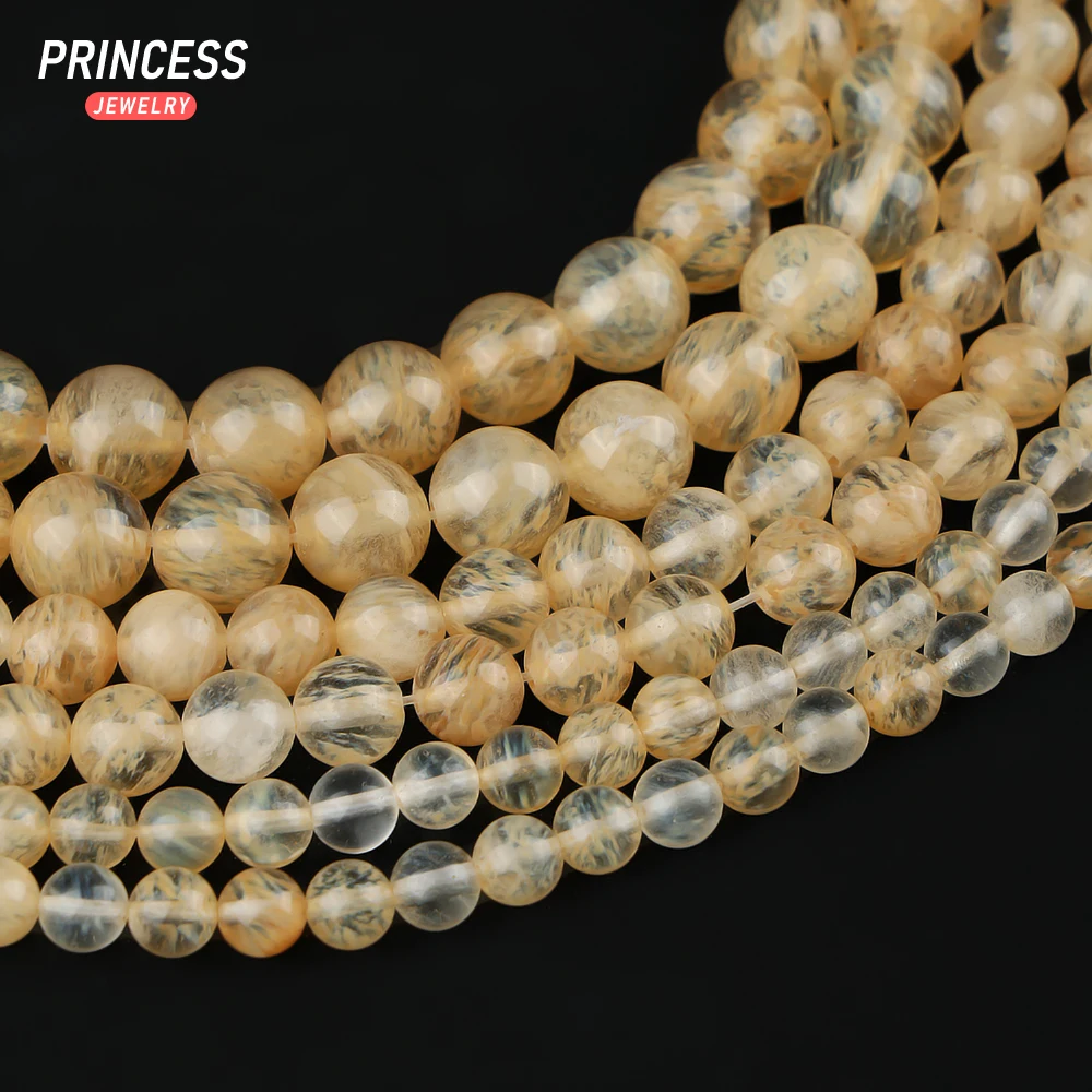 A++ Natural Citrine Yellow Watermelon Quartz Loose Beads for Jewelry Making Bracelet Stone Beads DIY Accessorie 4 6 8 10 12mm 5