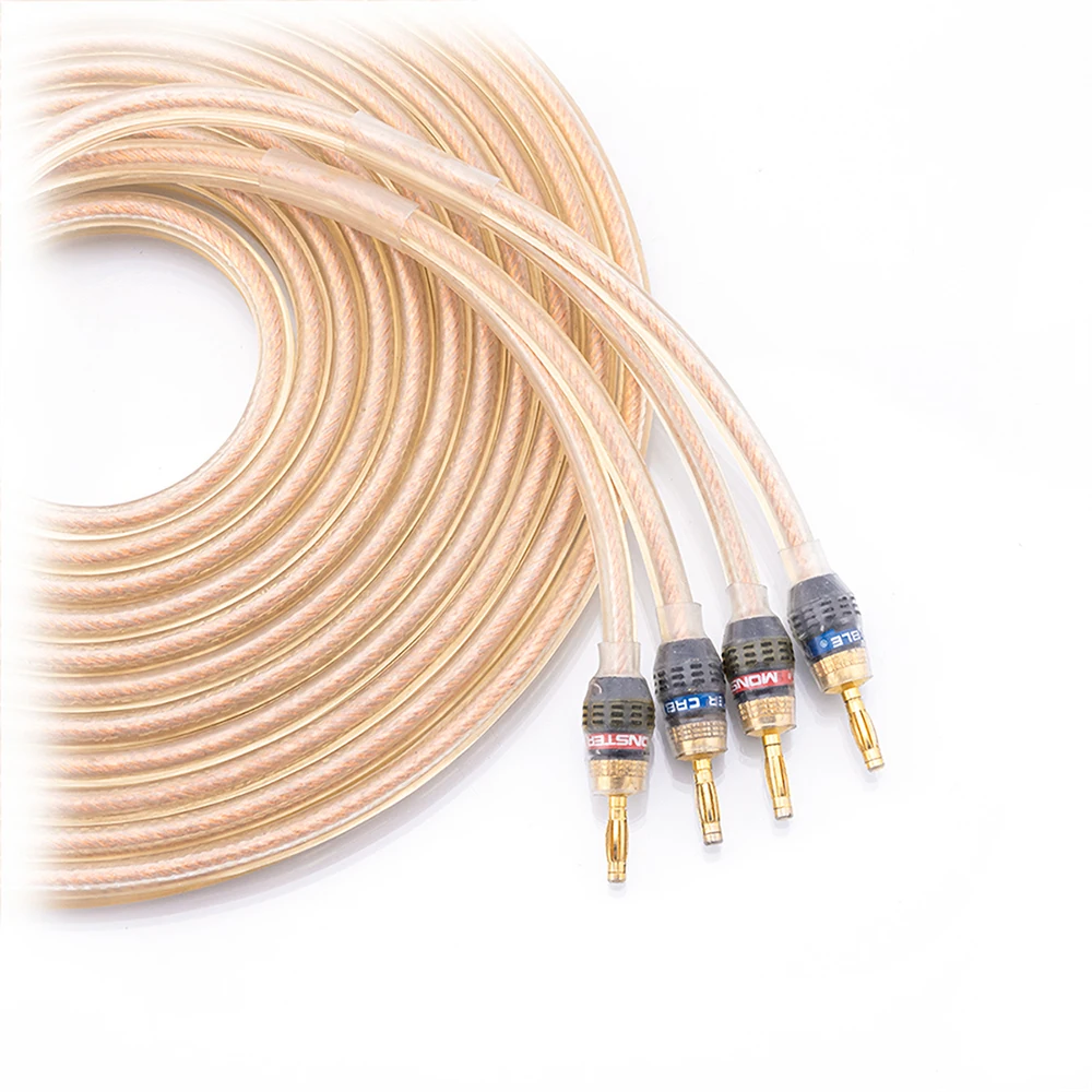 Monster Cable Oxygen-free Copper（OFC）Audio HiFi Speaker Cable HI-FI High-end Amplifier Loudspeaker Cables Banana Plug Wire Line