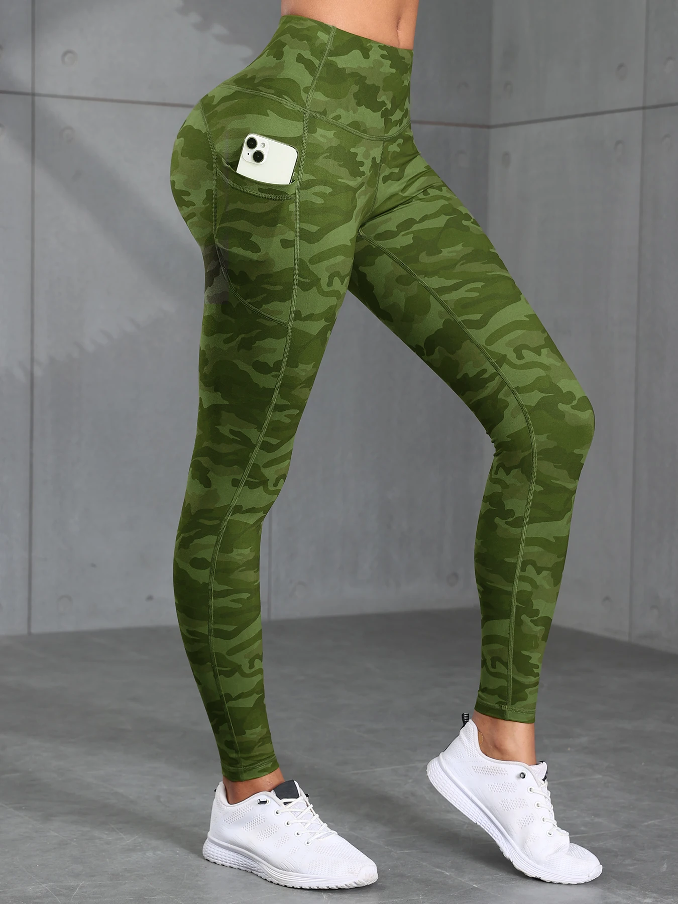 NORMOV Camouflage Gym Leggings Women Casual Skinny Stretch High Waist Leggings Women Exercise Pockets