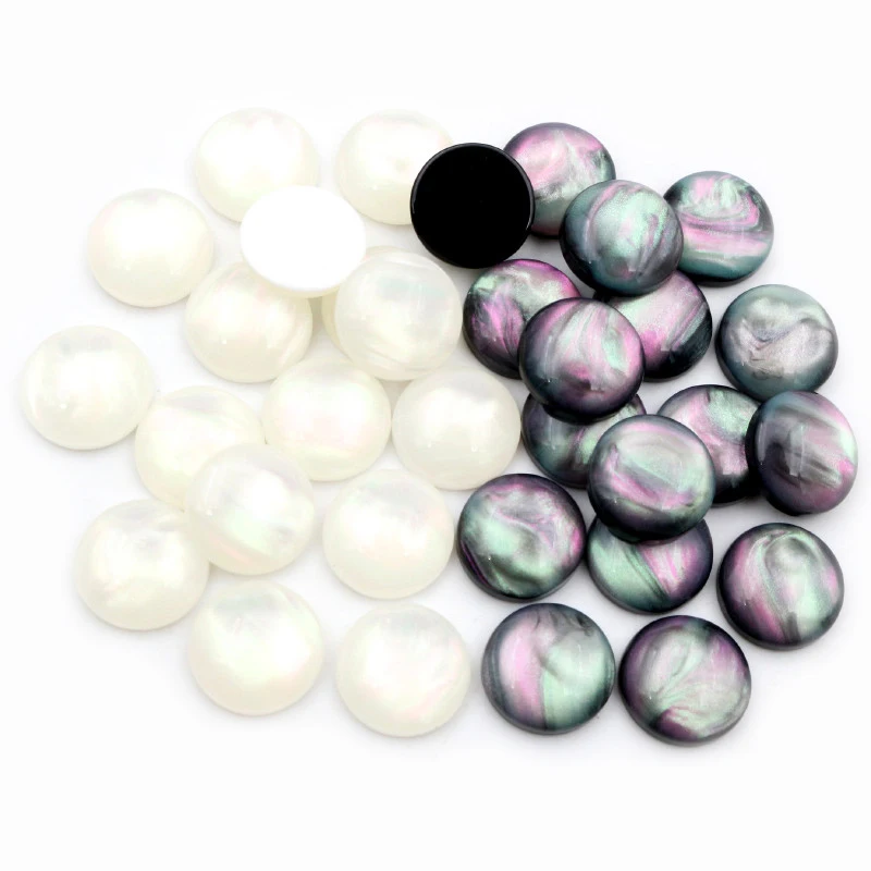 Neu Mode 40 Stück 8mm 10mm 12mm Schwarz Weiß Farbe Flach Rücken Harz Cabochons Cameo