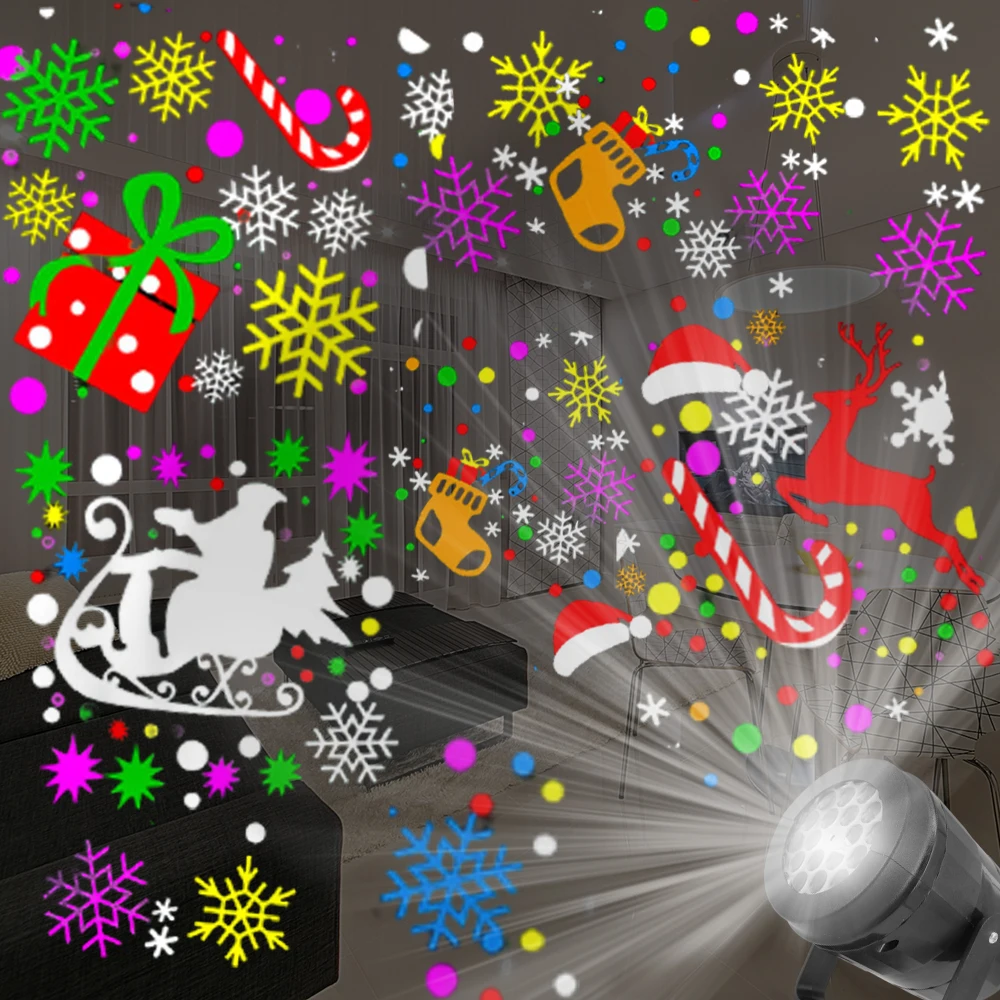 Direct Selling Christmas Holographic Projector 16 Pictures Party Christmas Santa Claus Projection Lamp Window Film Projector 4