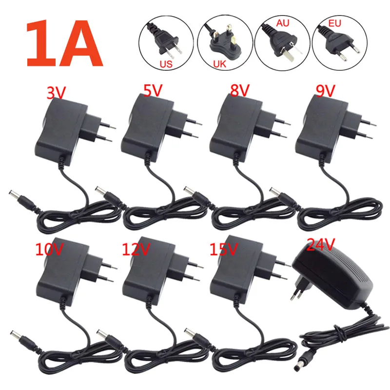 

AC 110-240V DC 3V 5V 6V 8V 9V 10V 12V 15V 24V Power Adapter 1A US EU Power Charger Adaptor Supply For LED Light Strip Camera P1
