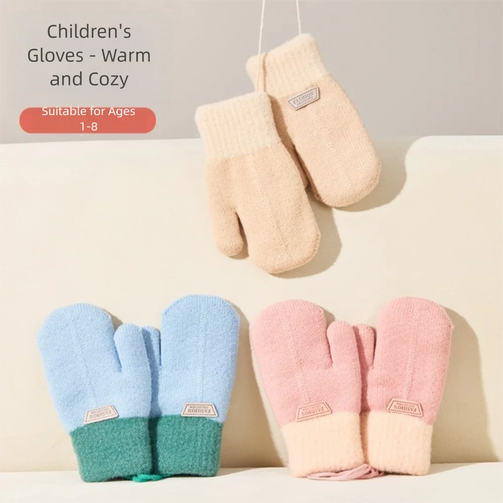 Cute Warm Kids Winter Gloves Coldproof Candy Color Baby Gloves Fleece Soft Children Mittens Toddler