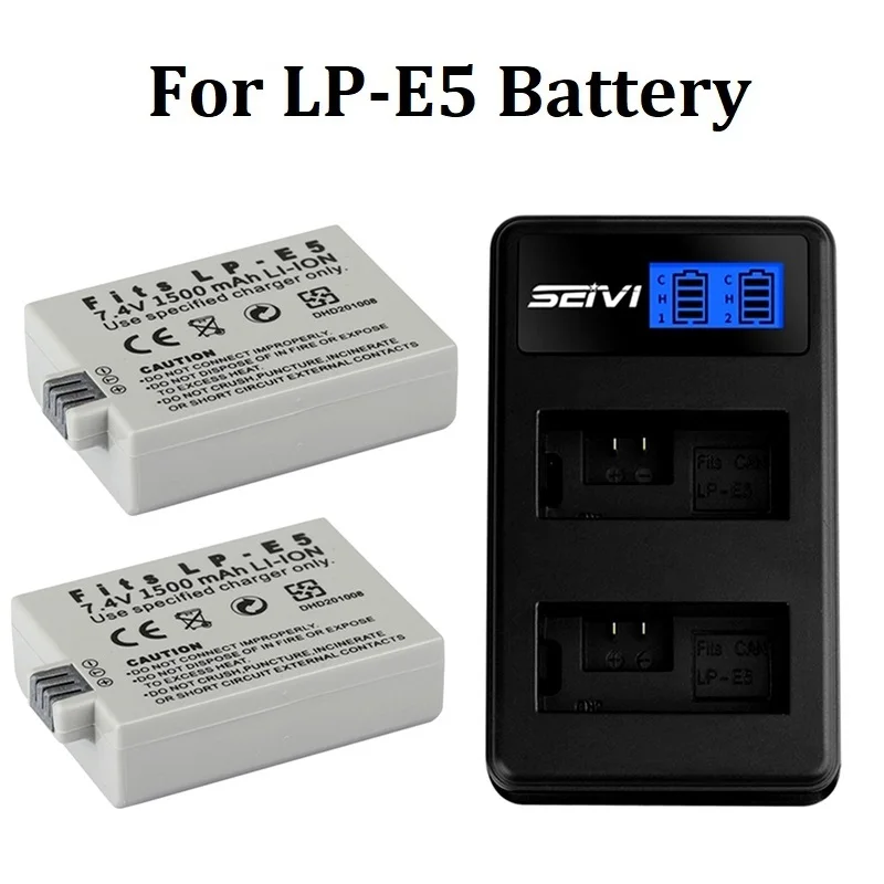 1500mAh 7.4V LP-E5 LP E5 Camera Battery + LED LPE5 Battery Charger for Canon 500D 450D 1000D Rebel Xsi Kiss X3/F rechargeable battery camera battery charger camera battery rechargeable battery charger