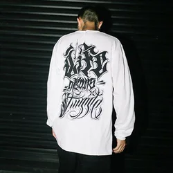 American Street Cotton Long-sleeved Sweater Men's Spring and Autumn Hip-hop Loose Fashion Tatoo Graffiti Chicano Retro Top