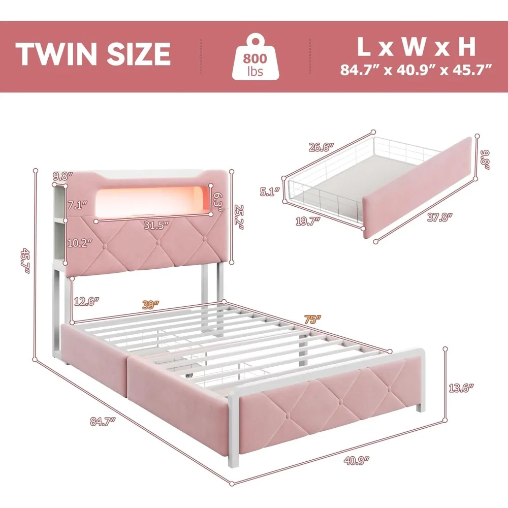 LED Twin Storage Bed 6