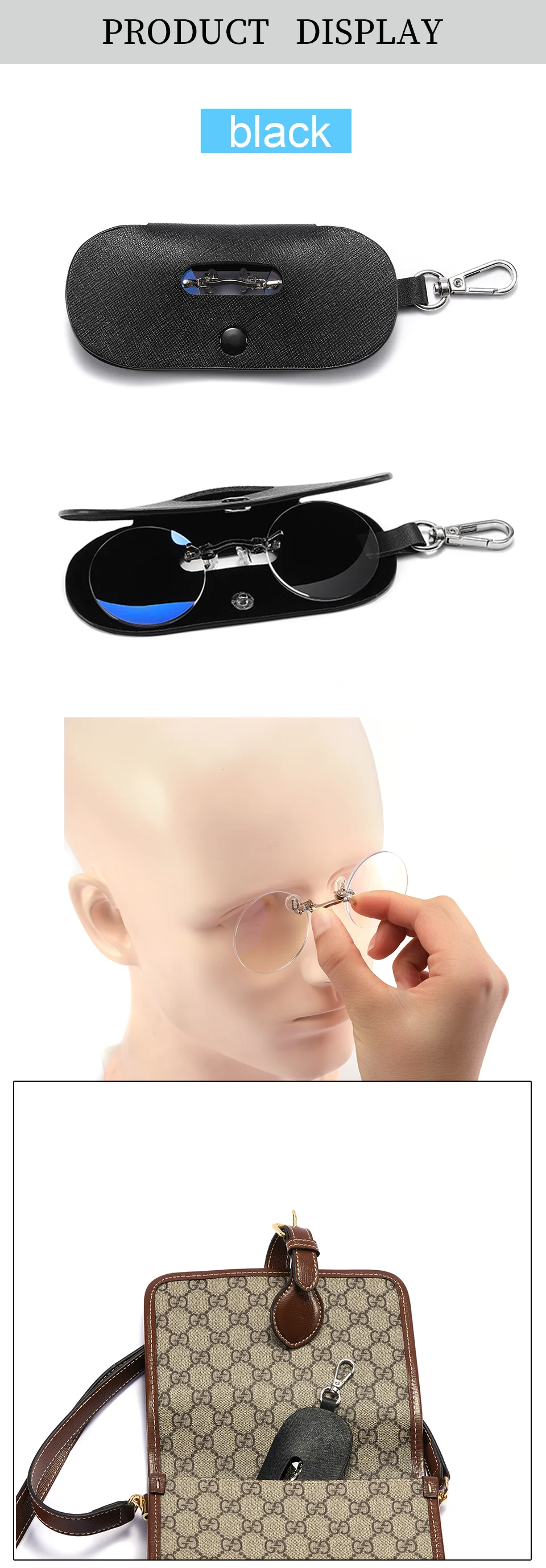 KAEDEK Clip-On-Nasenbrille, runde, randlose Matrix-Morpheus-Lesebrille, Mini-Rahmenlose Vintage-Brille für Damen und Herren – Detail 4