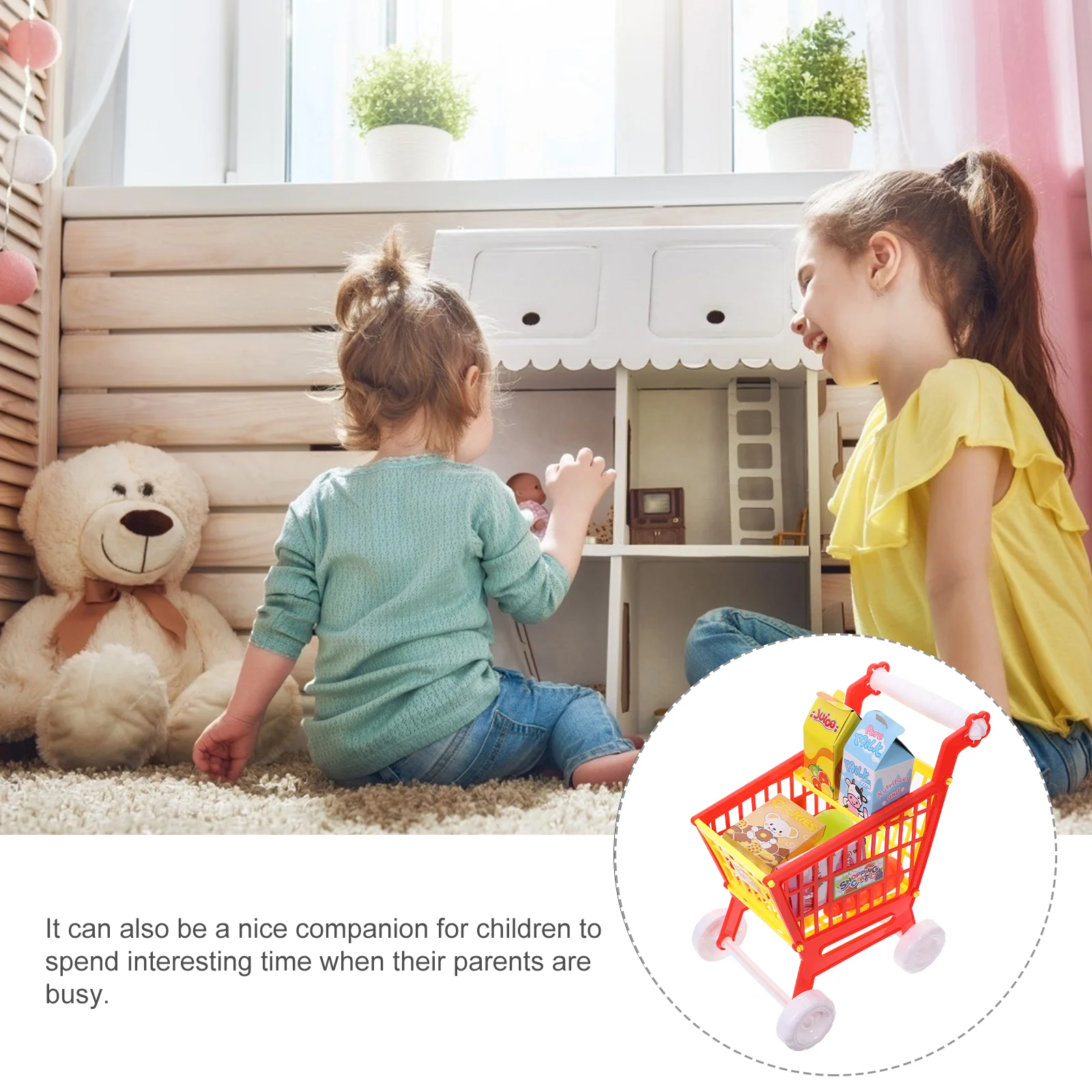 Play House Toy Shopping Trolley Kids for Grocery Cart Plastic Child Supermarket Small Puzzle 4