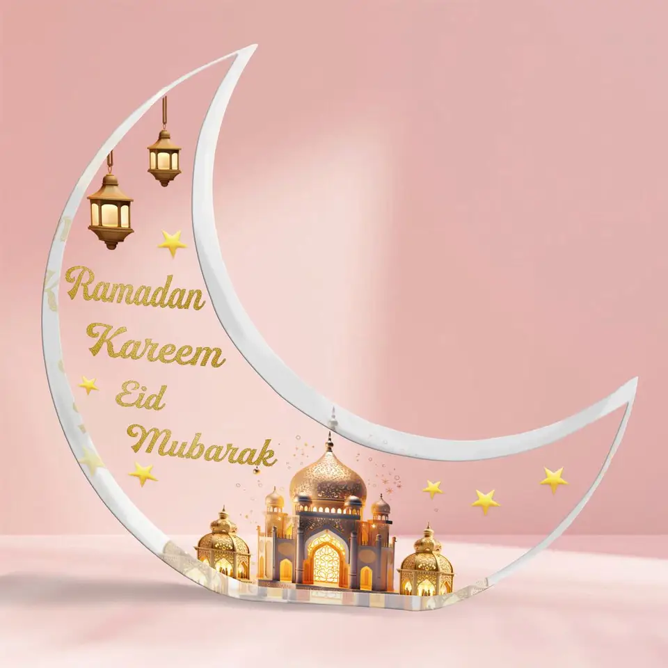 Eid Mubarak Décoration De Table En Acrylique Avec Guirlande Lumineuse
