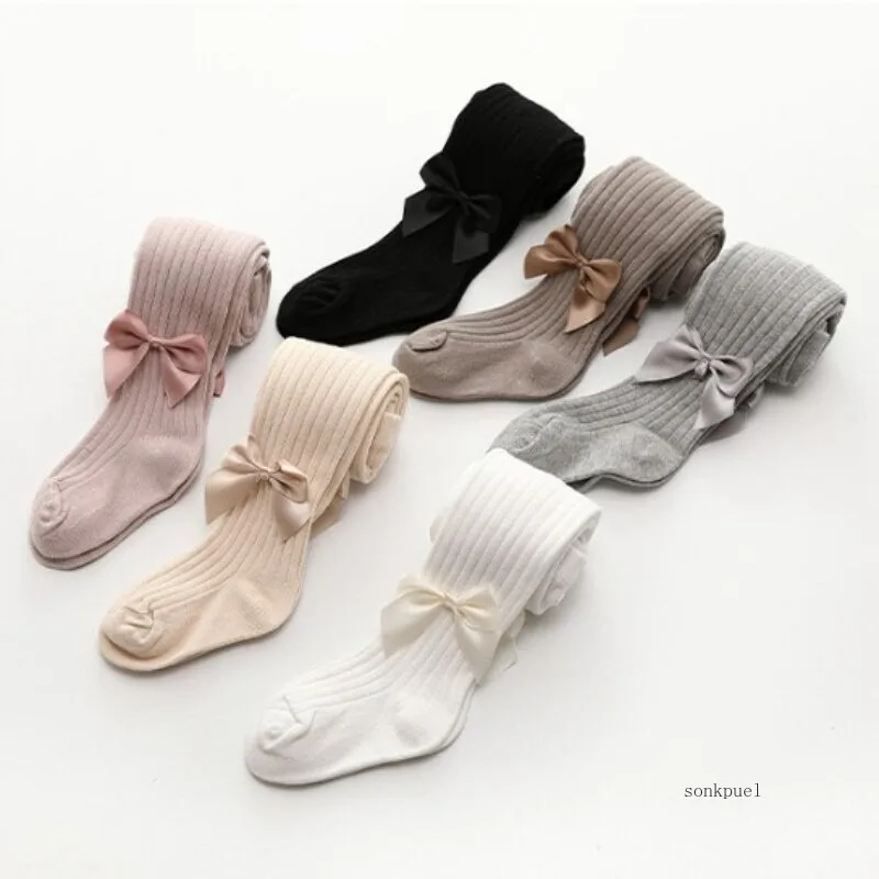 Baby Pantyhose Girls Tights Toddler Girl Winter Clothes Cute Girl Bow Pants Cotton Breathable Stockings Knit Kid Tights