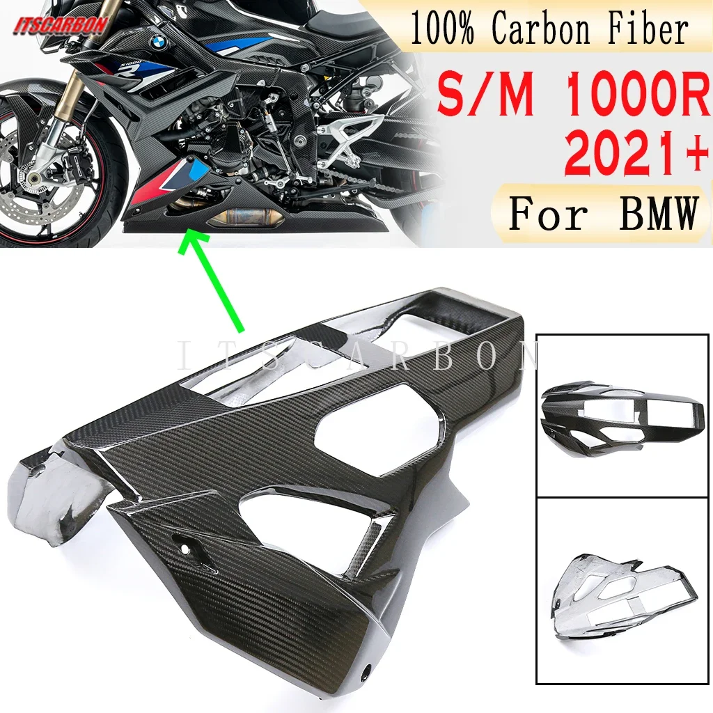 M 1000 R Accessories Real Dry Carbon Fiber Bellypan Belly Pan Fairing Kits Parts Cover For BMW S1000R M1000R 2021 2022 2023