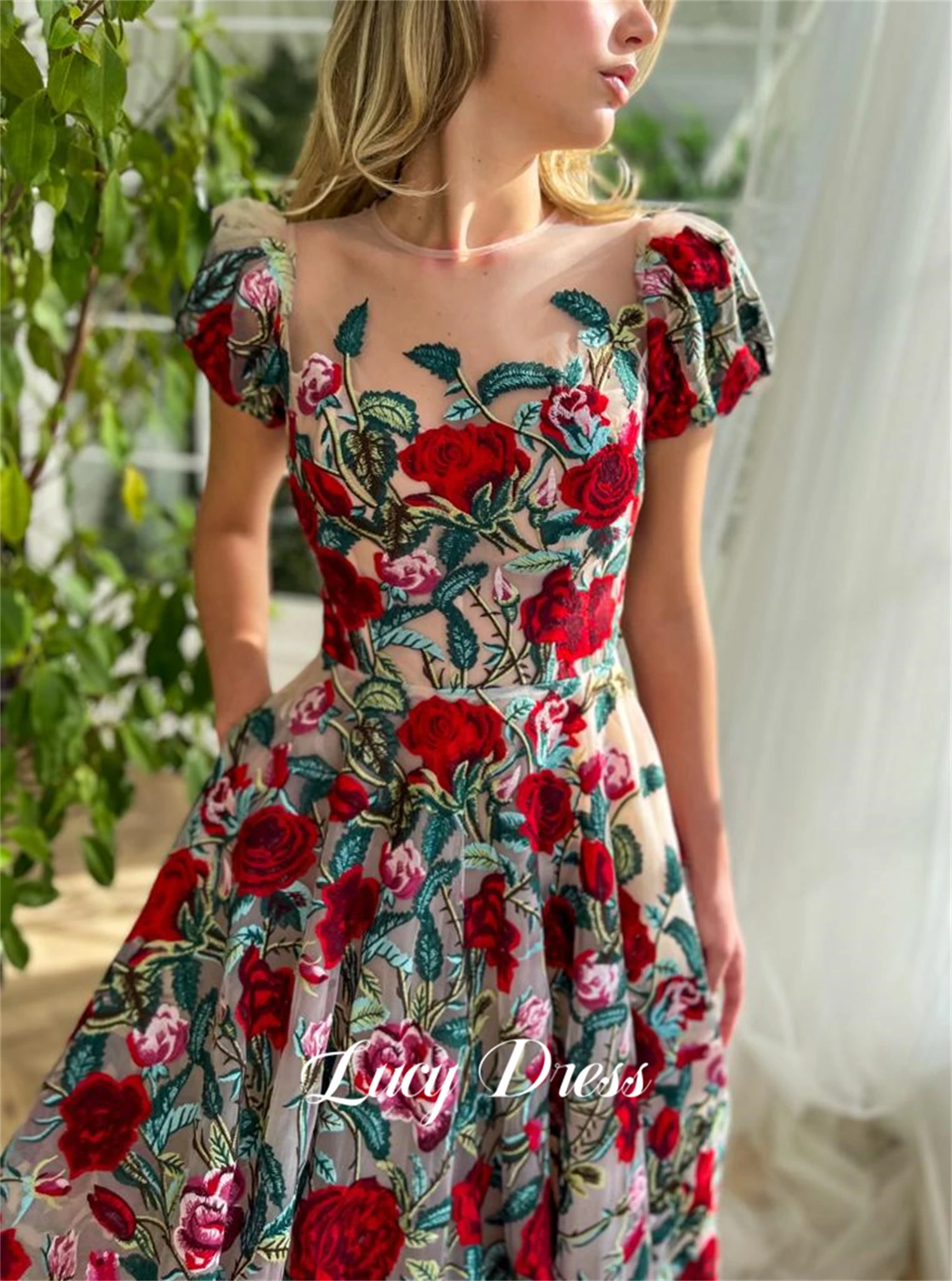 Line A Ball Gown Wedding Party Graduation Floral Embroidery Fabric Dresses  Evening Weddings Female Dress Formal New Customized - AliExpress 320