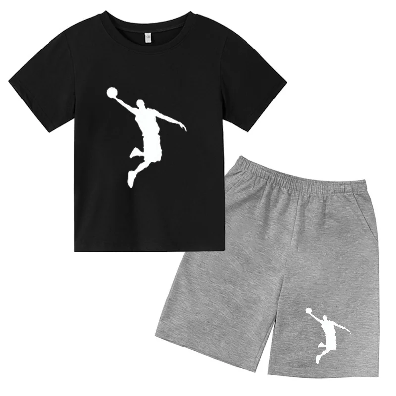 cute Clothing Sets 2022 Summer Basketball Team Print Children's T-Shirt Suit Short Sleeve Shorts 2 Piece Kids Sportswear Boys Girls Cotton Casual dress up time princess clothing sets