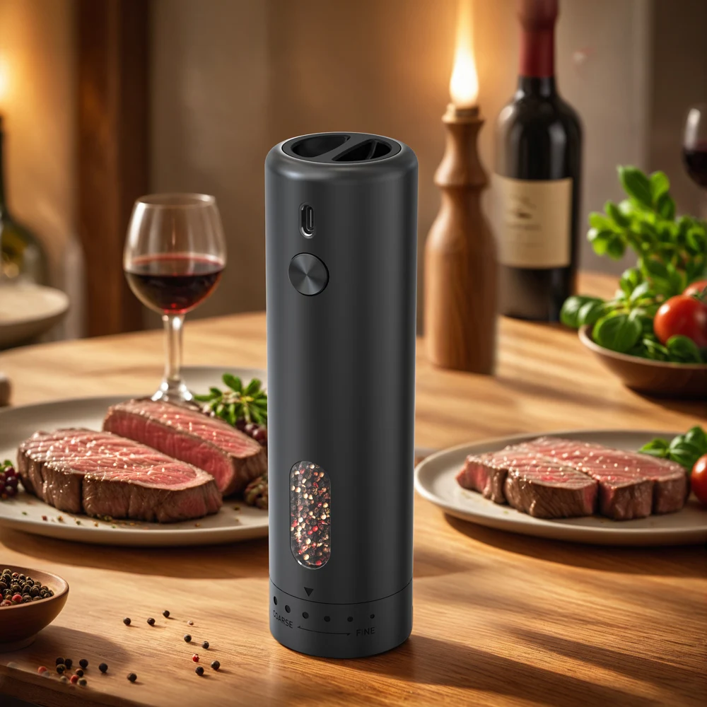 2pcs Electric Salt And Pepper Grinder Set Automatic Salt Pepper Mill Grinder, Adjustable Coarseness, Led Light