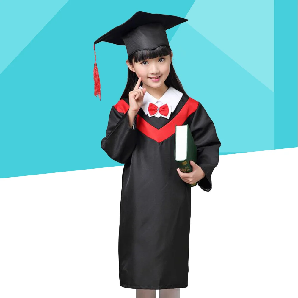 

Graduation Kids Gown Cap Children Gowns Robe Caps School Uniforms Doctoral Tassels Cosplay Costumes Bachelor Cloak And