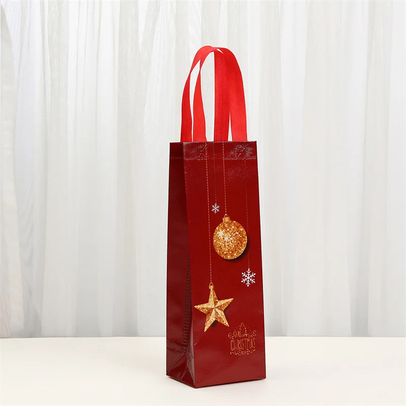 12pcs Christmas Non-woven Tote Bags for Red Wine Packaging Gift Reusable Waterproof Fab... - SKU CNTB1839 - UGI Packaging