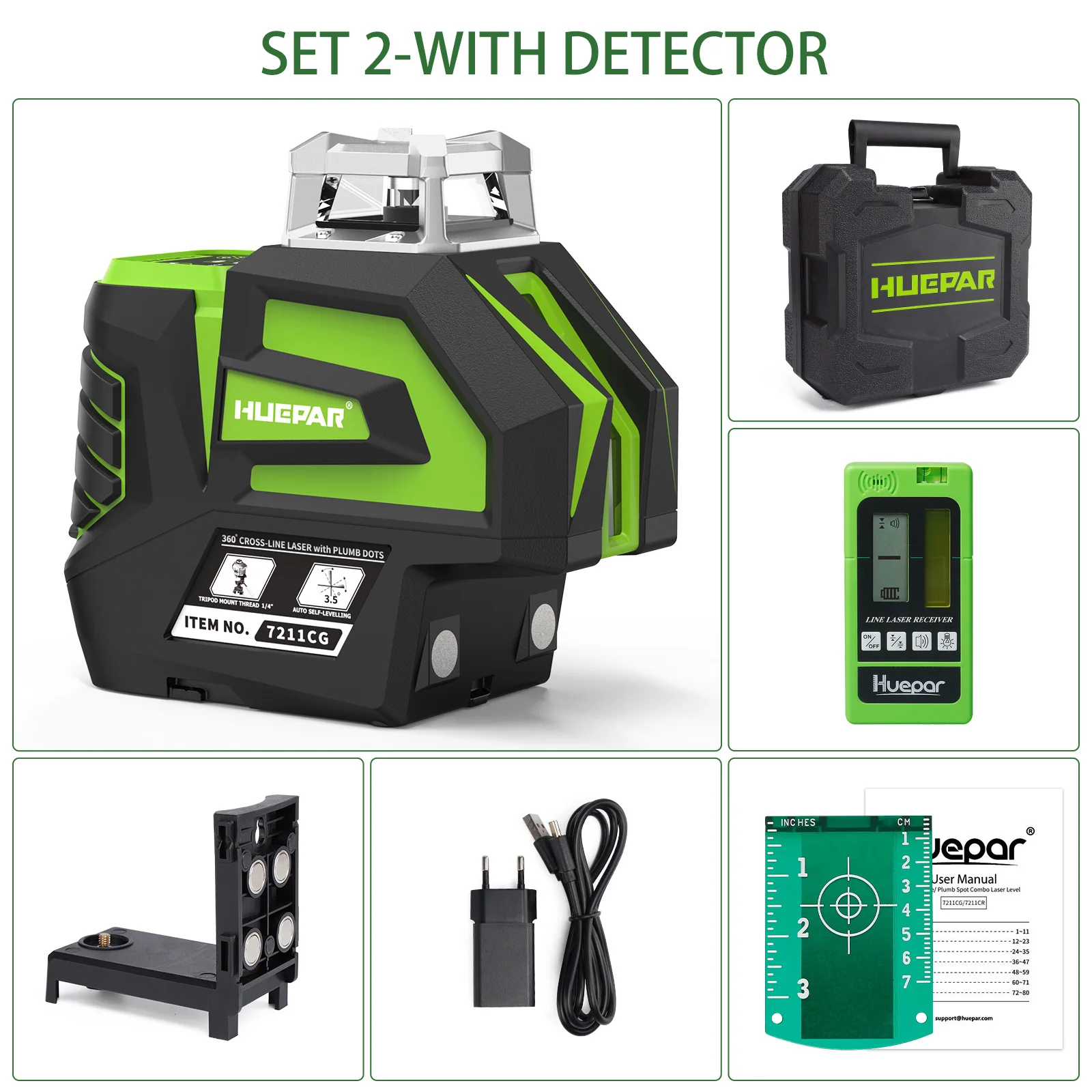 360°Laser Level Green Beam Self-Leveling Multi-Lines Laser Level Tool With Plumb