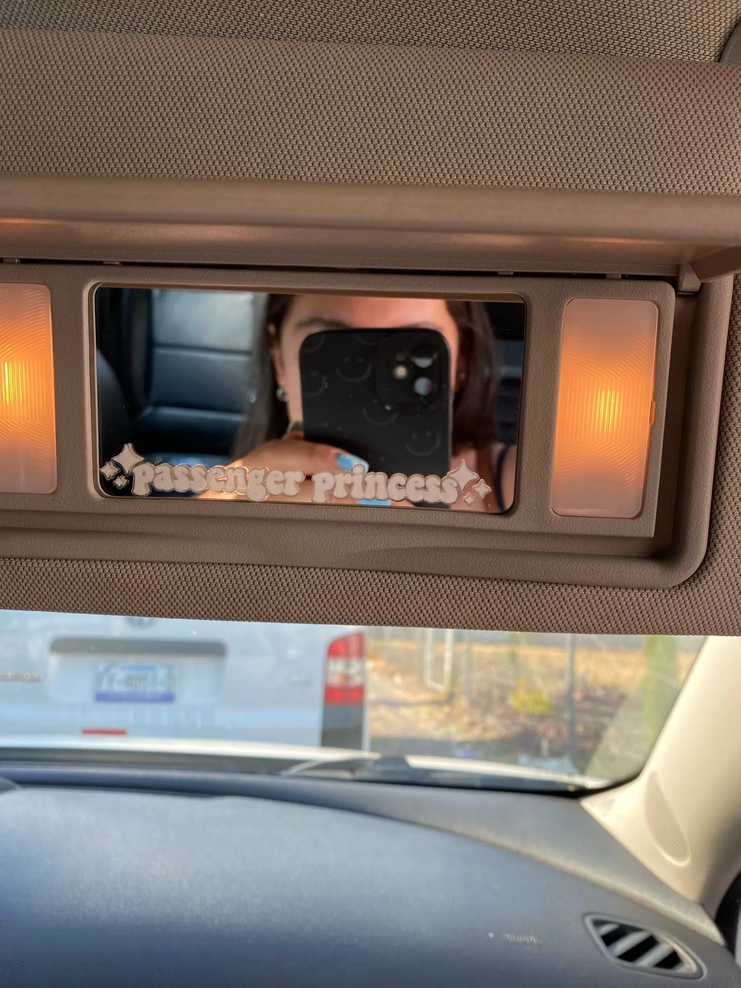 1pc Passenger Princess Car Mirror Decal Car Accessory Window Laptop Sticker Trendy Cute Vinyl Decal For Women Gift For Her