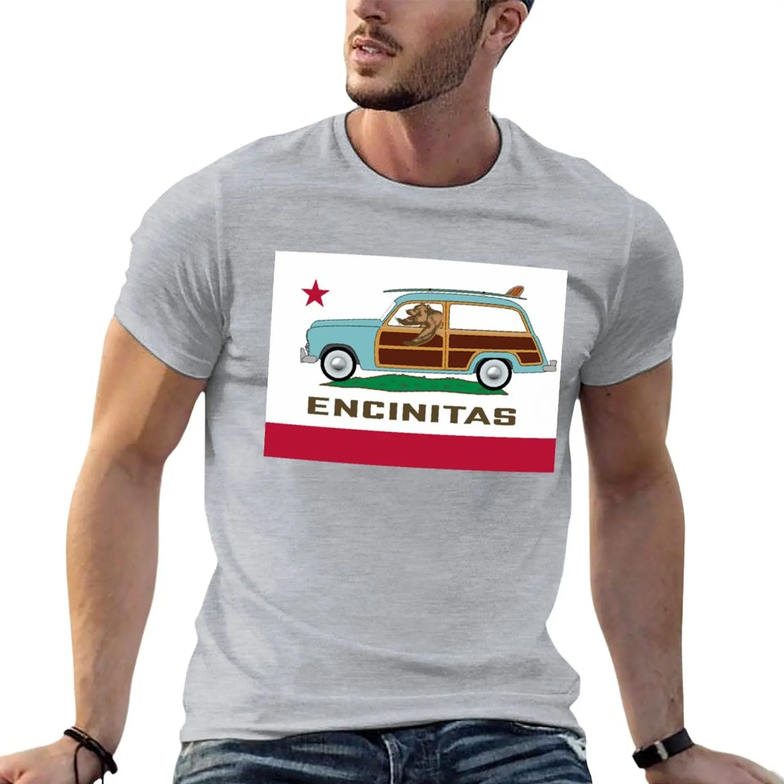 

Encinitas California State Woodie Flag T-Shirt cute tops custom t shirt sweat shirts, men