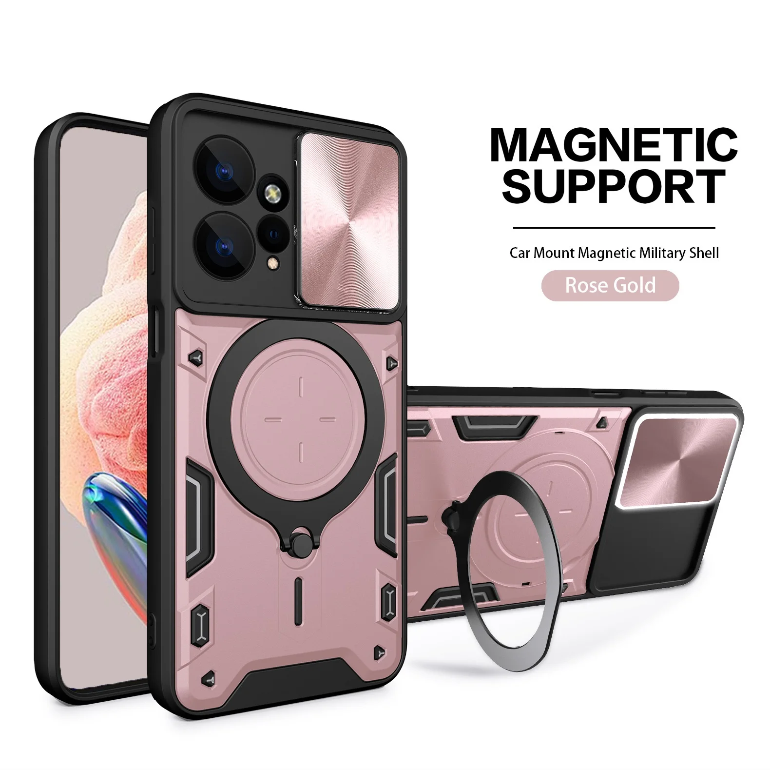 thumbnail image 1 of Funda de lente de cámara deslizante para Xiaomi POCO F3, X4, X5, F5 Pro, 5G, X4 GT, parachoques de grado militar, anillo de armadura, cubierta de protección contra golpes, 1 of 5