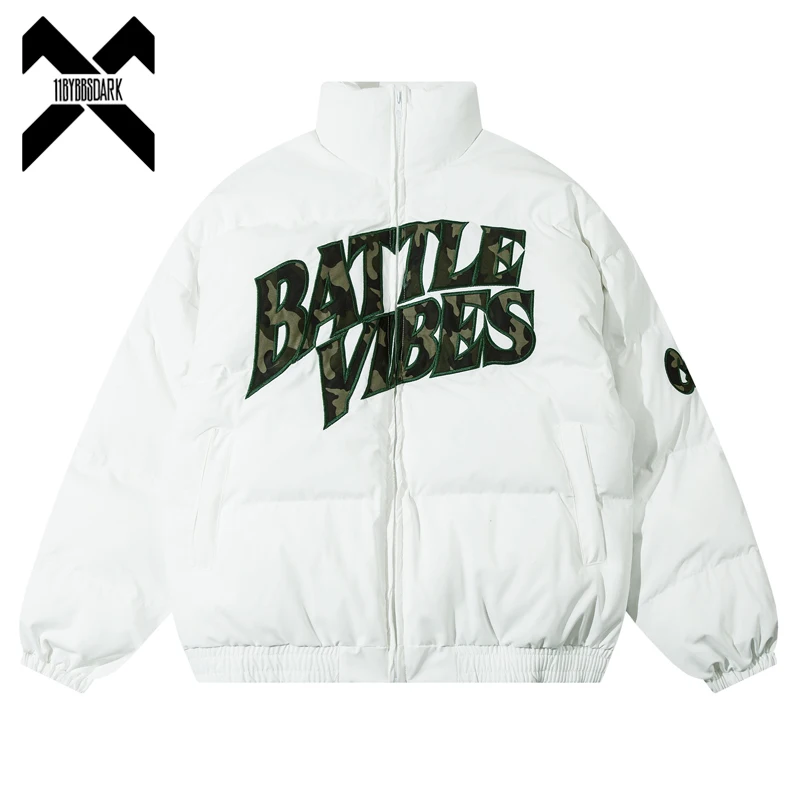 

Men Parka Winter Jacket Streetwear Hip Hop Embroidery Letter Thicken Warm Padded Coats Harajuku Fashion Loose Parkas