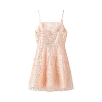 TRAFZA Women's New Square Collar Sequin Short Dress Female Sexy Hot Girl Style Birthday Party Dress Sequin Adorable A-line Dress 2