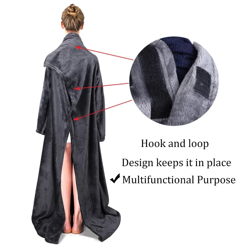 Autumn and Winter Plush Blanket Large Pocket Multifunctional Wearable Lazy Sleeve Blanket Antistatic Flannel