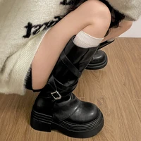 Vintage Thick Heel Women Knight Long Boots Fashion Slip On Knee High Booties Autumn Winter Shoes Zapatos De Mujer - Image 3