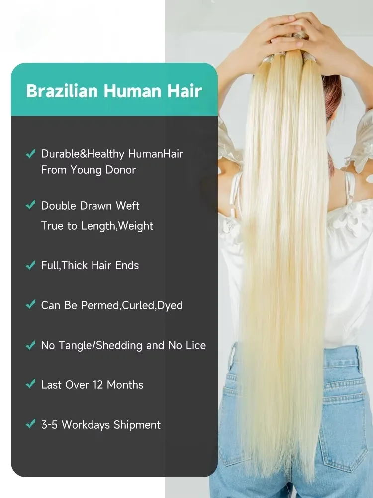 1 3 4 613 Blonde Straight Hair Bundles Brazilian Remy Human Hair Extension Honey Blonde Bundle Deals 28 30 32 34 36 38 40 Inches 2