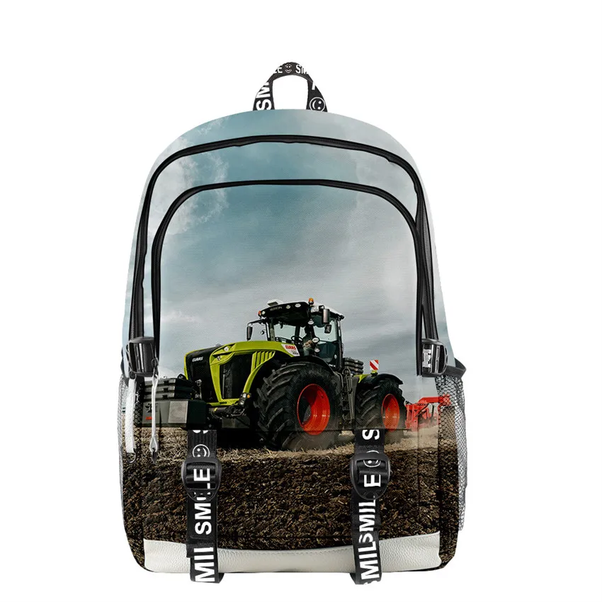 

Novelty Tractor Pattern Men Women Backpack Fabric Oxford School Bag 3D Style Teenager Girls Child Bag Travel Backpack