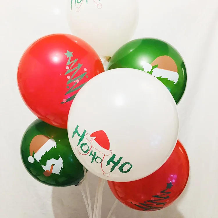thumbnail image 1 of 20 piezas/30 piezas de globos para árbol de Navidad de 10 pulgadas, globos verdes, rojos y blancos, decoraciones navideñas para el hogar, globos con estampado de Papá Noel y nieve, 1 of 5
