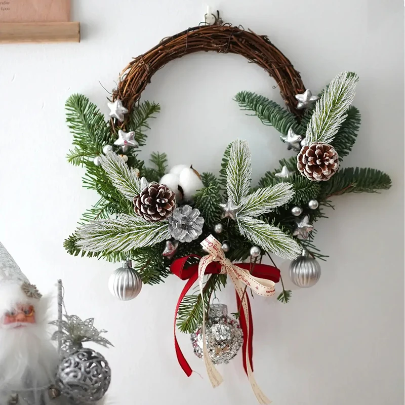 Description Picture 3 of item10Pcs Artificial Snow Pine Needles Fake Plants DIY Scrapbooking Accessories Christmas Wreath Decoration Home Decorative