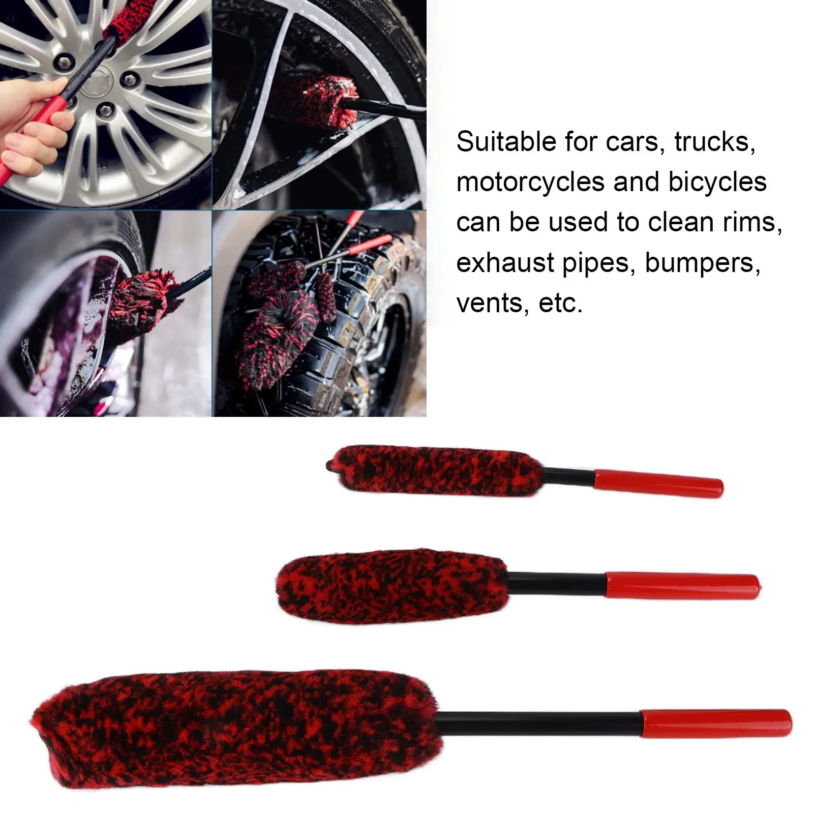 Wheel Hub Cleaner Detailing Brush Soft Dense Microfiber for rims Exhaust Pipes for car Motorcycles Bicycles