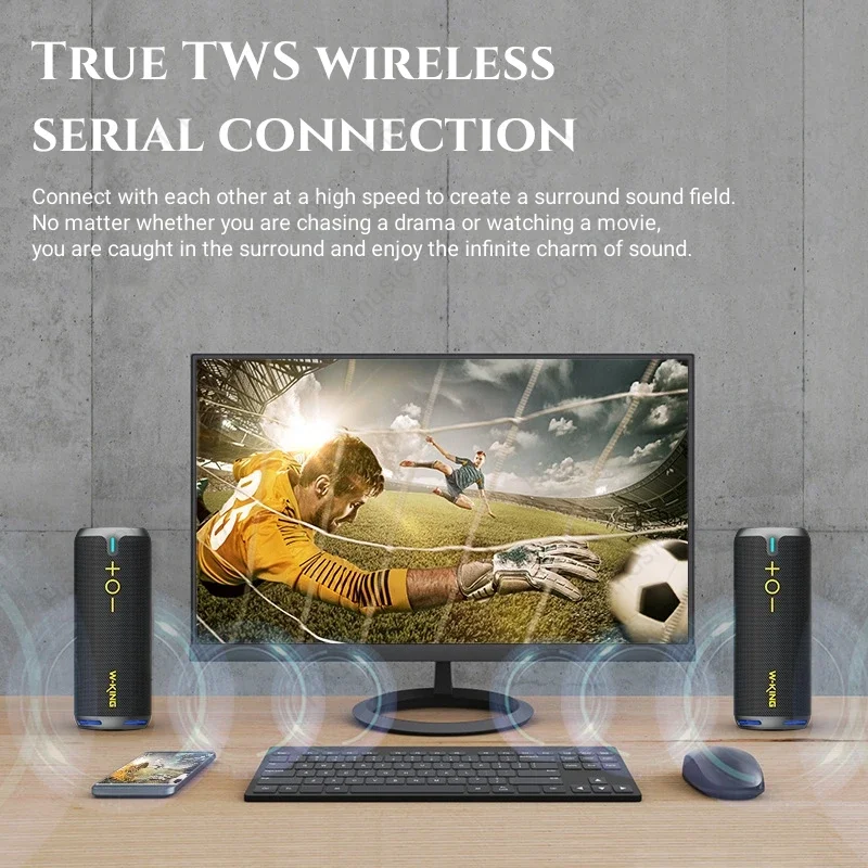 W-King-ポータブルワイヤレスBluetoothスピーカー,rgbライト付き