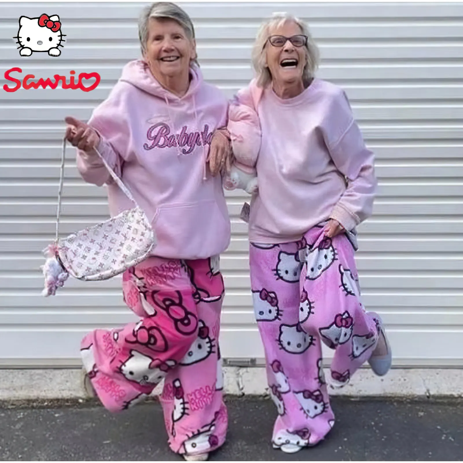 Sanrio Hello Kitty Pajamas Pants Happy Halloween Flannel Women Warm Woolen  Whitecartoon Casual Home Pants Autumn Grils Trousers