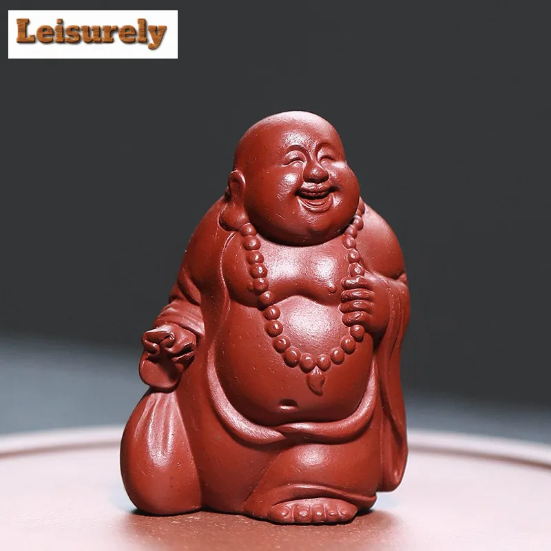 Purple Clay Maitreya Buddha Guanyin God Of Wealth Tea Pet Luxury Exquisite Miniature Tea Figurine Play Toys Tea Statue Ornaments
