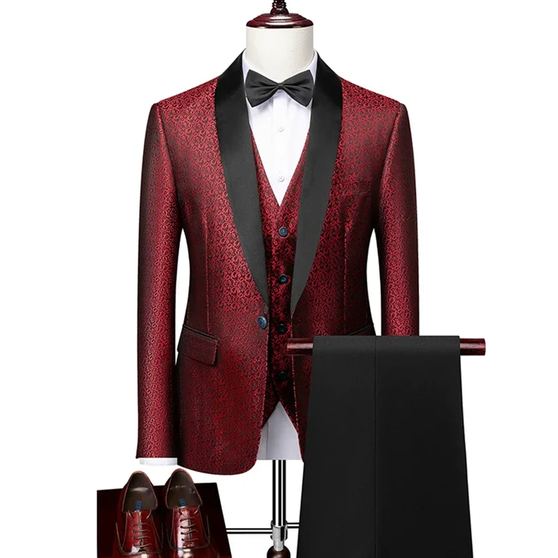 Men's Suit mens suit Suit Jacket Pants Vest 3 Pcs Set Fashion New Casual Boutique Business British Style Blazers Coat Trousers Waistcoat