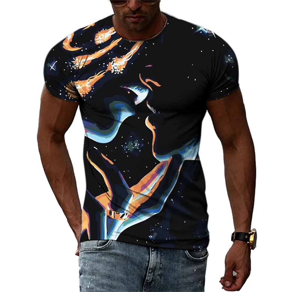 Neue Mode Europa und Amerika Retro Graffiti Männer T-Shirt Sommer Trend Casual Persönlichkeit Street Style Gedruckt Kurzarm T-shirts – Detail 15
