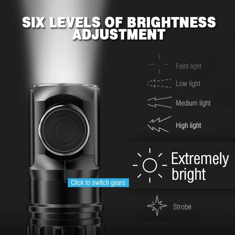 Portable EDC High Power Triple LED Flashlight 18350 Battery Mini Small Torch Floodlight Self Defense Keychain Light Fishing Lamp