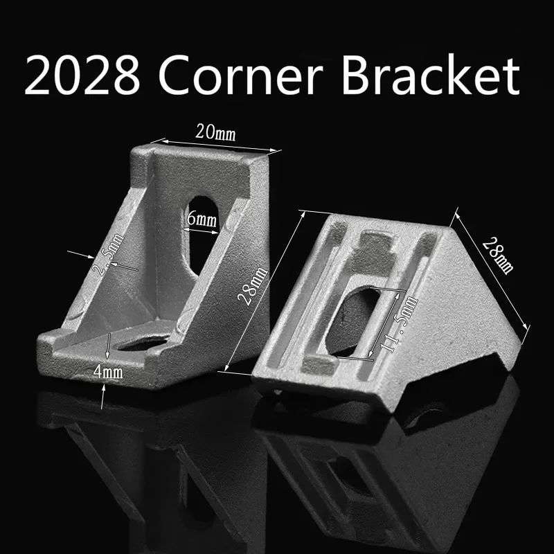 10pcs Aluminium Profile Corner 2020 2028 3030 3060 4040 4080 4545 Bracket Fitting Angle 20 30 40 45 Connector Bracket CNC Part