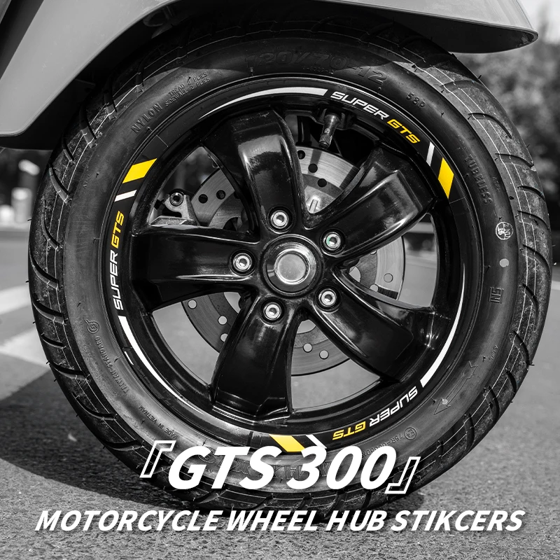 Used For VESPA GTS300 300HPE Motorcycle Wheel Hub Stickers Fairing Kits Of Bike Wheel Rim Reflective Decoration Colorful Decals for vespa gts 300 gts300 super sports motorcycle decal super sticker decoration kit sticker box four colors available