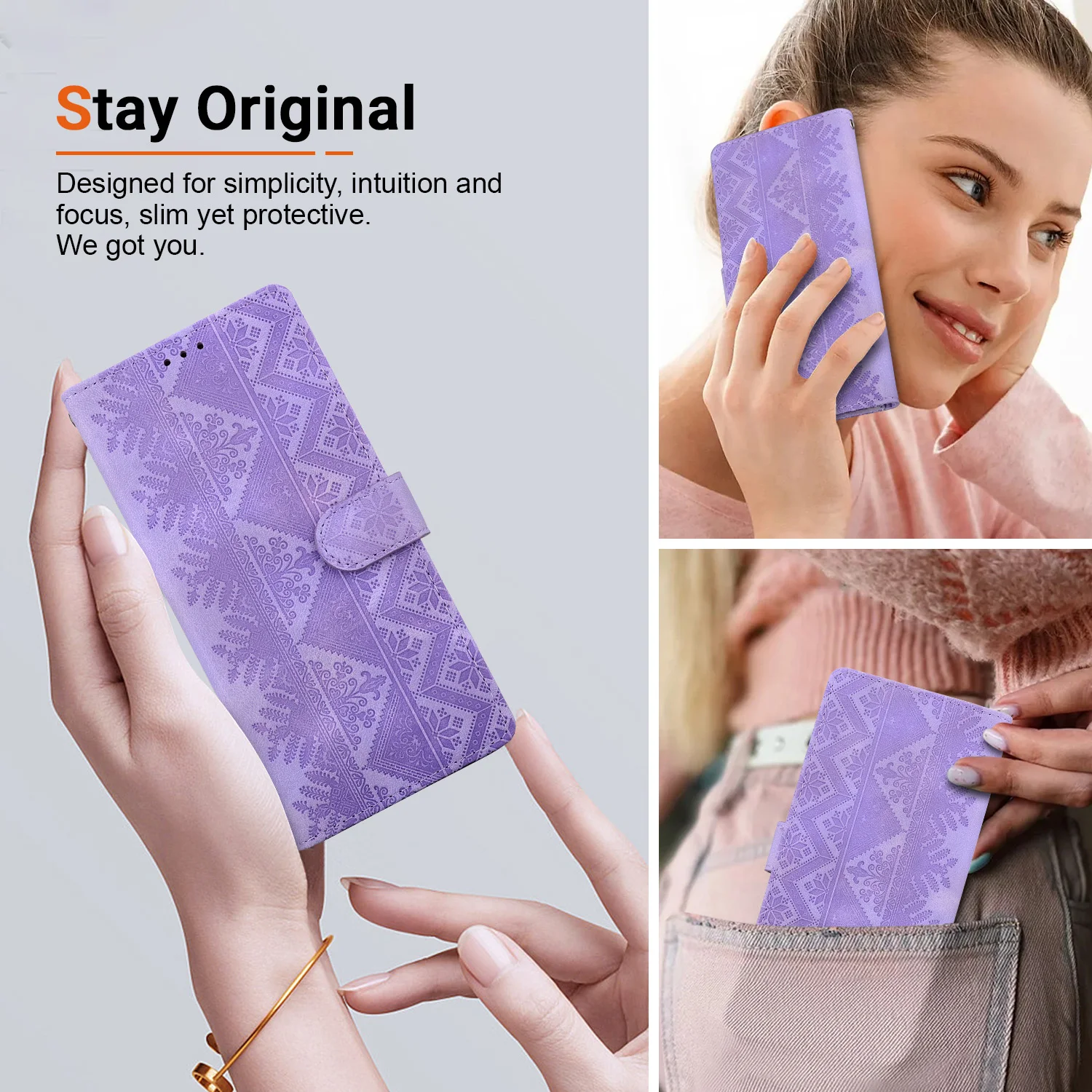 Leather Flip Phone Case with Magnetic Wallet & Protective Cover