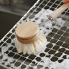 Kitchen Dish Brush Set Wooden Long Handle Pan Brush with 4 Replacement Brush Head kitchen scrubbing brush Pans Pot Brushing Tool 5