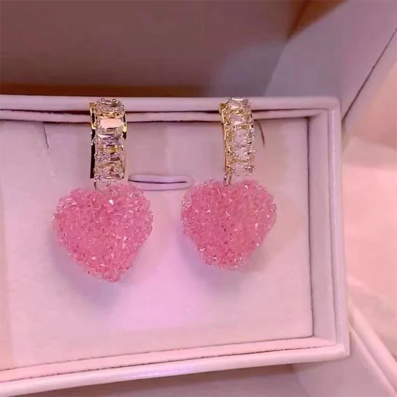 Pink Mm|korean Fashion Pink Drop Earrings For Women